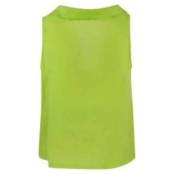 Boat Neckline Sleeveless Linen Top With Deep "V" Back - Spring Green By Haris Cotton