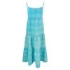 Maxi Linen-Blend Strap Check Dress - Blue By Haris Cotton