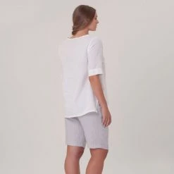 Front Pocket Linen Short-Sleeved Blouse - White By Haris Cotton 5 Front Pocket Linen Short-Sleeved Blouse - White By Haris Cotton -Cheap Haris Cotton Store jkopiglxnfausd9malua