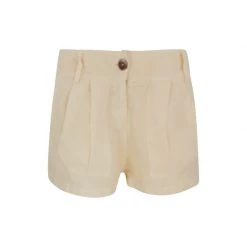 High Waisted Linen Shorts With External Pockets - Melon By Haris Cotton