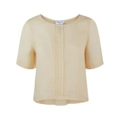 Linen Gauze Short Sleeved High-Low Blouse - Melon By Haris Cotton