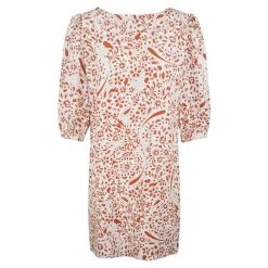 Viscose Midi Dress - Ecru Leaf By Haris Cotton