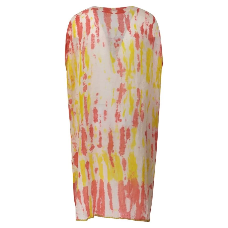 Linen Gauze Kaftan - Yellow/Coral Reef By Haris Cotton 2 Linen Gauze Kaftan - Yellow/Coral Reef By Haris Cotton - Image 2