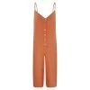 Linen Strapped Buttoned Jumpsuit - Peachy By Haris Cotton
