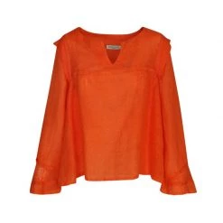 Linen Gauze Blouse With Elastic Linen Trims- Mango By Haris Cotton