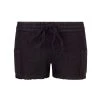 Cut Hemline Linen Shorts - Black By Haris Cotton