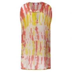 Linen Gauze Kaftan - Yellow/Coral Reef By Haris Cotton