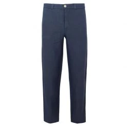 Classic Fit Linen Pants In Blue Marine By Haris Cotton