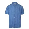 Short Sleeved Front Pocket Linen Shirt - Indigo By Haris Cotton