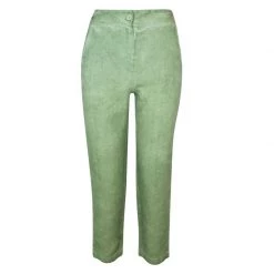 Ribbed Waist Linen Freddo Dye Tapered Pants-Pistachio By Haris Cotton