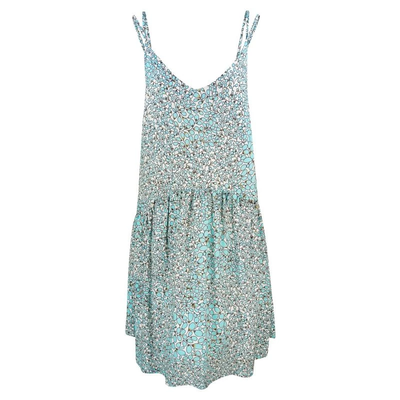 Printed Viscose Strap Dress With Ruffles - Zante Blue By Haris Cotton 1 Printed Viscose Strap Dress With Ruffles - Zante Blue By Haris Cotton