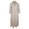 Maxi Linen Dress With Front Pleat & Lapels - Beach Sand By Haris Cotton