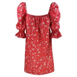 Off Shoulders Mini Linen Dress - Coral Reef By Haris Cotton