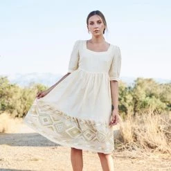 Midi Linen Strap Dress With Embroidered Panels - Melon By Haris Cotton 5 Midi Linen Strap Dress With Embroidered Panels - Melon By Haris Cotton -Cheap Haris Cotton Store mj9pfjamdcjcynzq8stp