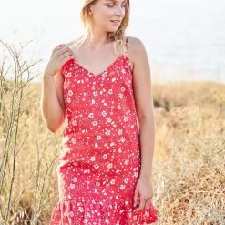 Mini Length Strapped Dress With Ruffles - Coral Reef By Haris Cotton -Cheap Haris Cotton Store myhtz6ml1pmcgbqkcfrn