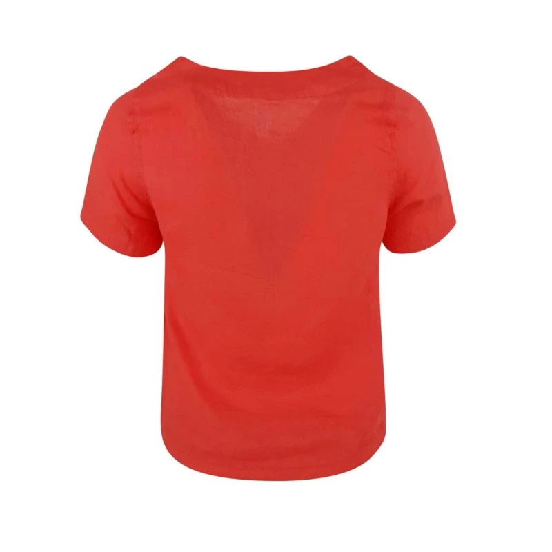 "V"Neck Linen Short Sleeved Blouse - Coral Reef By Haris Cotton 2 "V"Neck Linen Short Sleeved Blouse - Coral Reef By Haris Cotton - Image 2