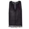 Linen Gauze Top Flower Trimmed - Black By Haris Cotton