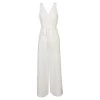Linen-Blend Wide Legged Jumpsuit - White By Haris Cotton