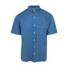 Short Sleeved Front Pocket Linen Shirt - Port Blue By Haris Cotton