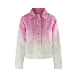Long Sleeved Ombre Linen Jacket - Ombre Pink By Haris Cotton