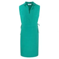 Sleevless Linen Midi Dress- Island Green By Haris Cotton