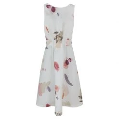 A-Line Flared Linen-Rayon Dress - Olive Tree By Haris Cotton