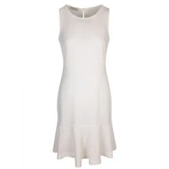 Flared Bottom Sleeveless Linen Dress - Ecru By Haris Cotton