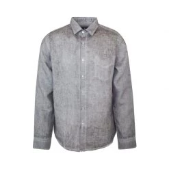Long Sleeved Front Pocket Linen Shirt - Grey Freddo By Haris Cotton