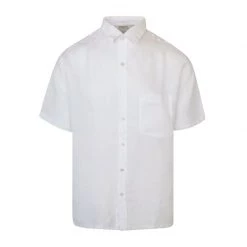 Praxiteles Short Sleeved Linen Shirt - White Color By Haris Cotton