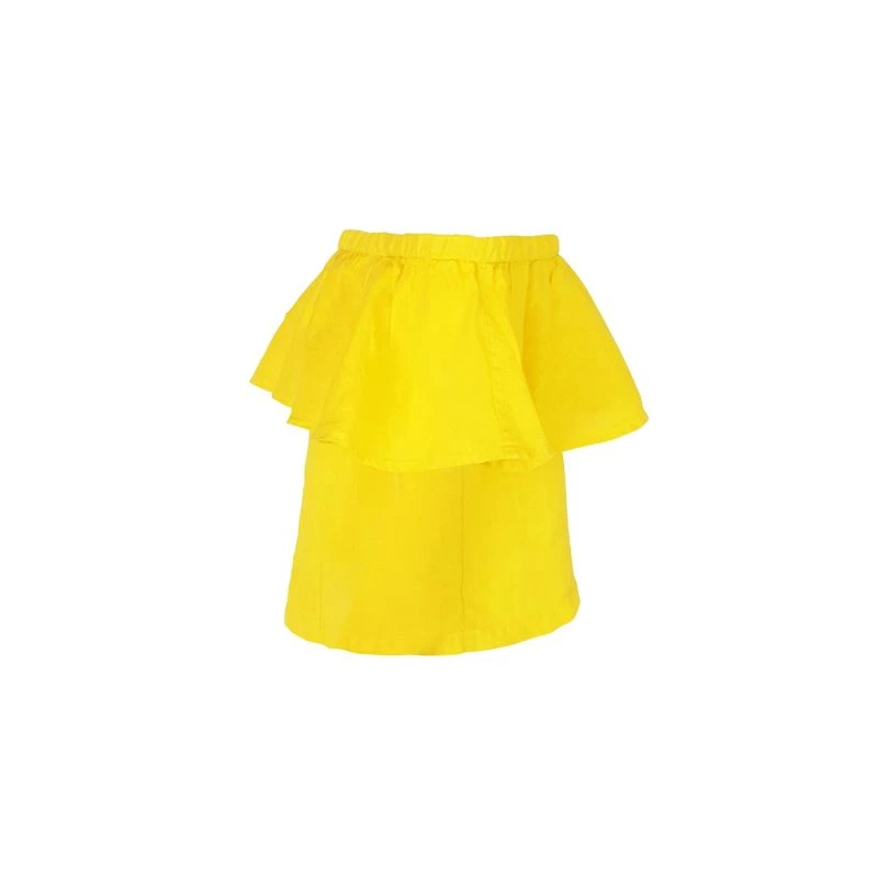 Off Shoulders Linen Cropped Top With Ruffles - Sunrise Yellow By Haris Cotton 2 Off Shoulders Linen Cropped Top With Ruffles - Sunrise Yellow By Haris Cotton - Image 2
