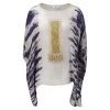 Tie-Dye Linen Gauze Loose Fit Blouse With Embroidered Panel - Lapis/White By Haris Cotton