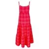 Maxi Linen-Blend Strap Check Dress - Fuchsia Check By Haris Cotton
