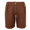 Linen Bermuda With Zip & Button - Chocolate By Haris Cotton