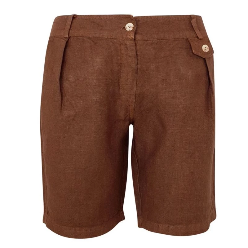 Linen Bermuda With Zip & Button - Chocolate By Haris Cotton 1 Linen Bermuda With Zip & Button - Chocolate By Haris Cotton