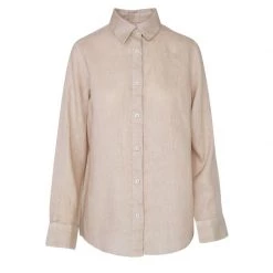 Linen Long Sleeved Shirt - Beach Sand By Haris Cotton