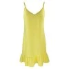 Knee Length Linen Dress With Ruffles - Yellow By Haris Cotton