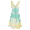 "V" Neckline Flared Linen Tie Dye Dress - Melon/Island Green By Haris Cotton