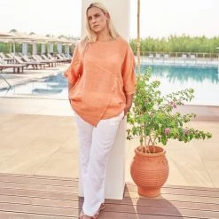 Linen Gauze Loose Fit Blouse - Peachy By Haris Cotton -Cheap Haris Cotton Store q0ae95vuh8kisacfvels
