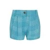High Waisted Linen Shorts With External Pockets - Zante Blue By Haris Cotton