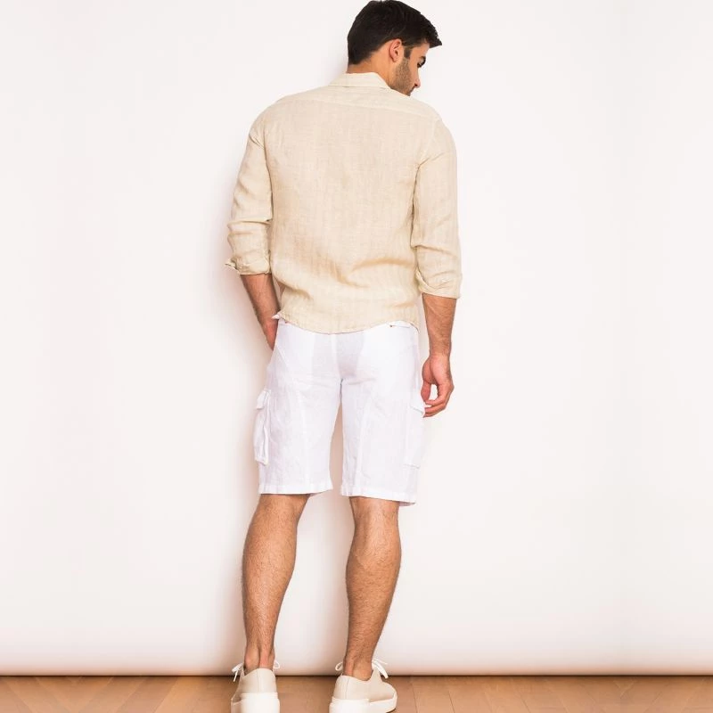 Safari Linen Bermuda - White By Haris Cotton 3 Safari Linen Bermuda - White By Haris Cotton - Image 3