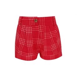 High Waisted Linen Shorts With External Pockets - Fuchsia By Haris Cotton