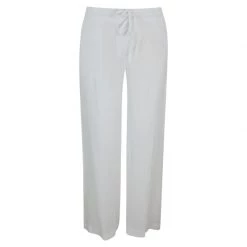 Linen Pants With Rib And Back Pockets - White By Haris Cotton