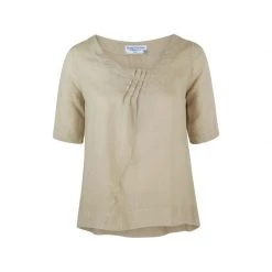 Linen Loose Fit With Pleates - Beach Sand By Haris Cotton