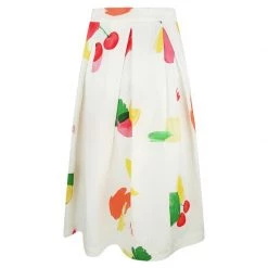 "A" Line Linen Skirt With Pleats - Cherry By Haris Cotton