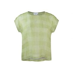 Check Linen Gauze Loose Fit Top - Spring Green Check By Haris Cotton