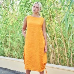 Sleeveless Maxi Balloon Shaped Linen Dress - Ochre By Haris Cotton 6 Sleeveless Maxi Balloon Shaped Linen Dress - Ochre By Haris Cotton -Cheap Haris Cotton Store rqqethcbzolcft5x8qw6
