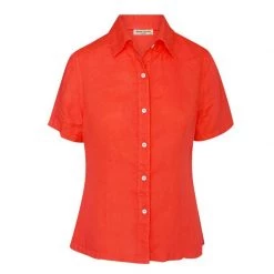 Short Sleeved Linen Shirt - Coral Reef By Haris Cotton
