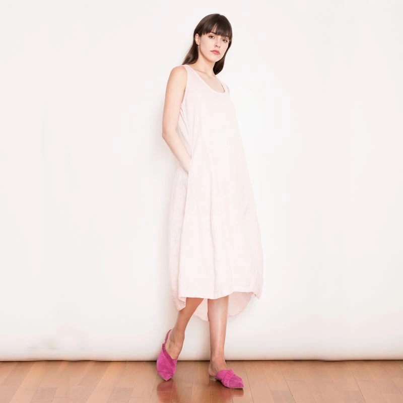 Princess Line Sleeveless Linen Dress-White By Haris Cotton 2 Princess Line Sleeveless Linen Dress-White By Haris Cotton - Image 2