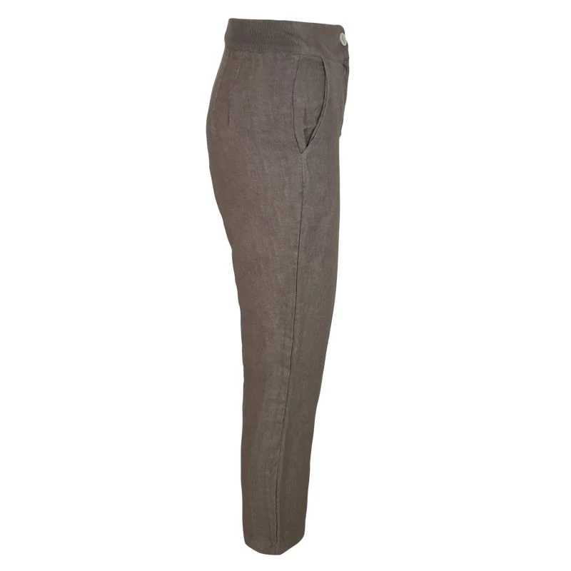 Ribbed Waist Linen Freddo Dye Tapered Pants - Taupe By Haris Cotton 2 Ribbed Waist Linen Freddo Dye Tapered Pants - Taupe By Haris Cotton - Image 2