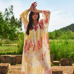 Linen Gauze Tie Dye Kaftan Dress - Yellow/Coral Reef By Haris Cotton 5 Linen Gauze Tie Dye Kaftan Dress - Yellow/Coral Reef By Haris Cotton -Cheap Haris Cotton Store sitkieg0nxyif6xqdpmk